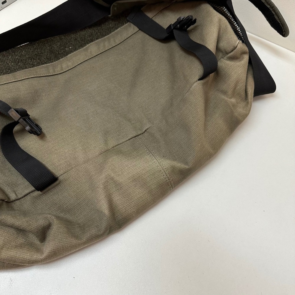Harris Tweed Messenger Bag Base Control Olive Green Wool Canvas Crossbody Large - Picture 11 of 16